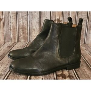 Sz 6.5 M Women's FRYE ANNA Chelsea Black Leather Pull On Ankle Flat Boots VGUC!
